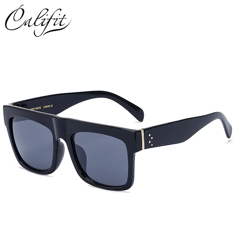 

CALIFIT Square Vintage Sunglasses Men Rivets Cool Flat Top Sun Glasses For Men Fashion Trending Shades Brand Design Lunette Male