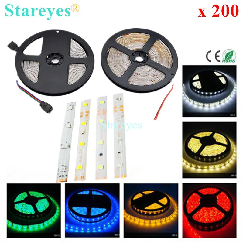 200 шт. SMD 3528 2835 60 светодиодный одов/м RGB ная лента 5 м 300 DC12V IP65 водонепроницаемая для