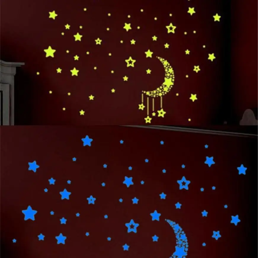 الجدار ملصق مجموعة الاطفال نوم الفلورسنت توهج في الظلام نجوم ملصقات جدار 4.26