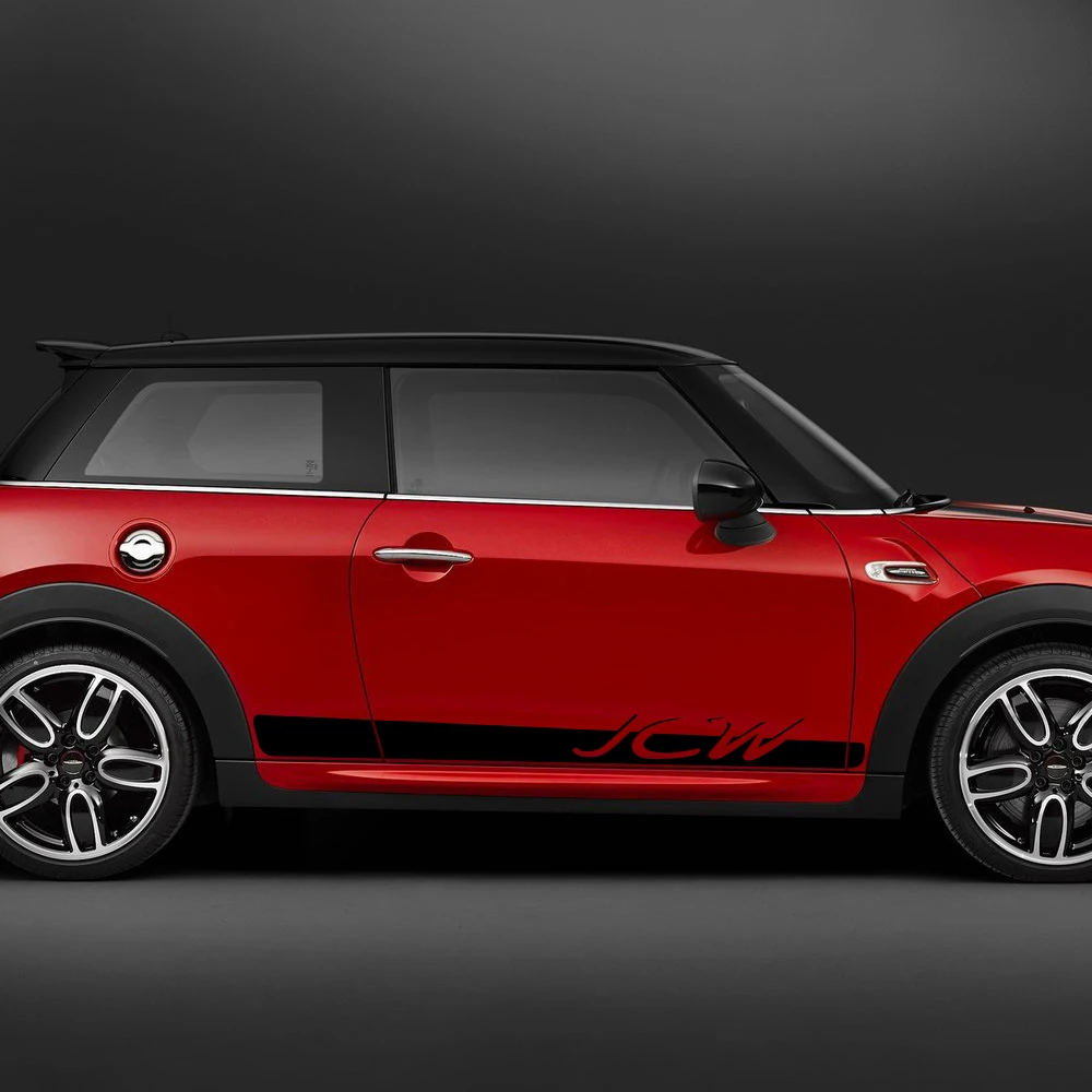 سيارة التصميم الباب الجانب سباق شريط تنورة الجسم ملصقات مصورة ل BMW ميني جون كوبر يعمل F56 JCW 2014-2015 اكسسوارات