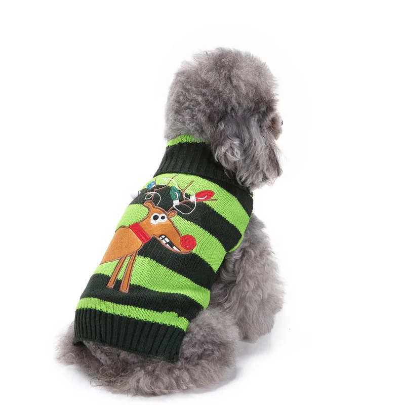 Новогодний для домашних собак свитер с лосем кошка собака Рождественский вязаный свитер щенок теплое маленькое пальто большие собаки для чихуахуа золотой ретривер