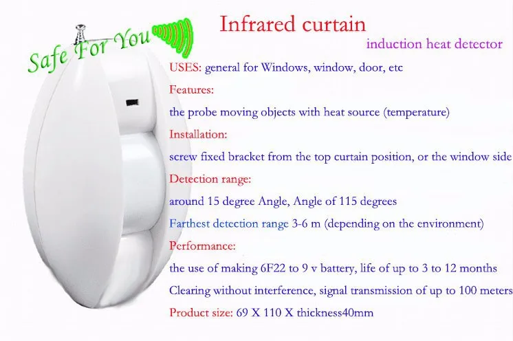 433MHz Беспроводной занавес инфракрасный детектор, оконная сигнализация, 8 штук в комплекте, для Wifi/GSM сигнализация