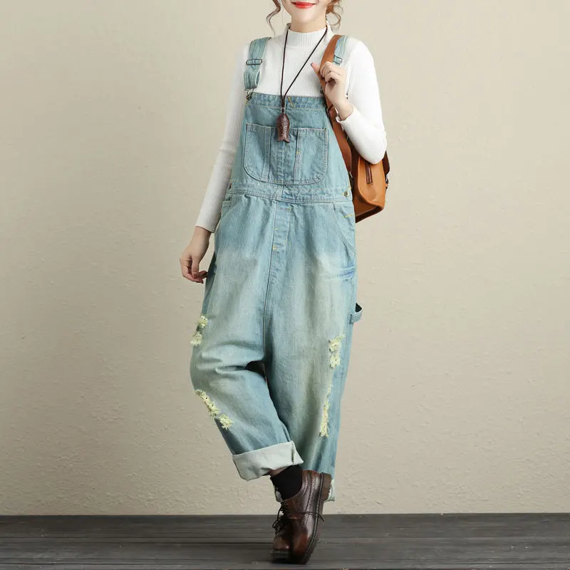 WSPLYSPJY Womens Loose Denim Bib Harem Short Jeans Overalls WSPLYSPJY Womens Loose Denim Bib Harem Short Jeans Overalls