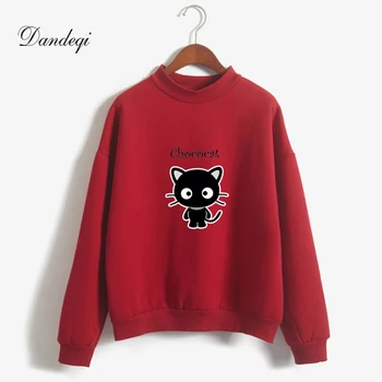 

New 2017 Casual Harajuku Sweatshirt Women Long Sleeve Kawaii Black Cat Hoodies Loose All-Match Moletom Bottoming Sudaderas Mujer
