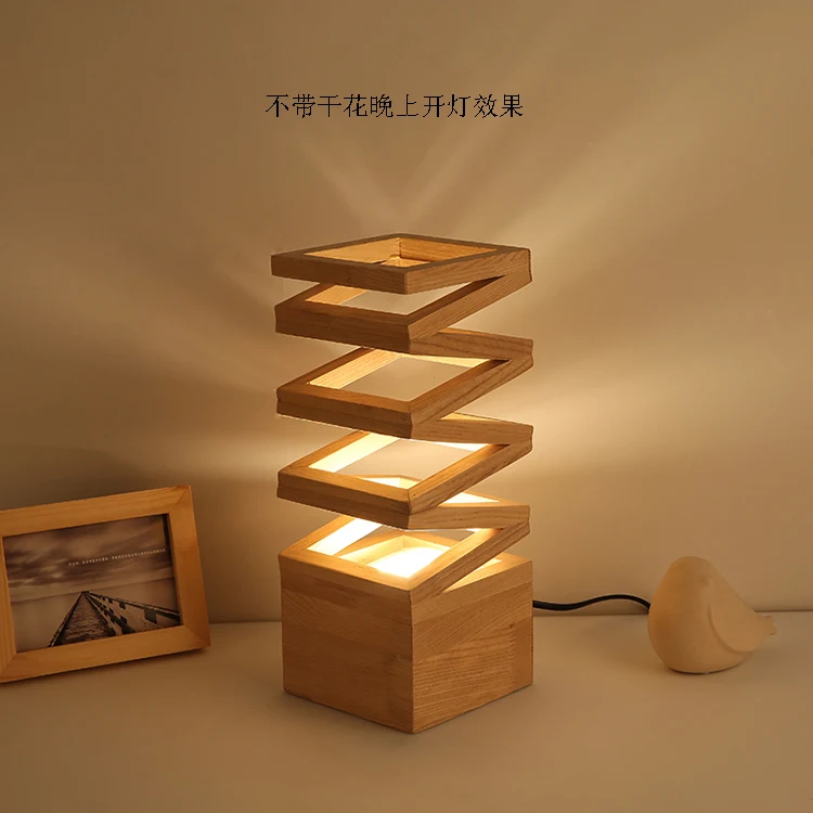 Artpad, японский стиль, настольные лампы для спальни с вилкой EU/US, деревянная лампа, абажур, ваза, светодиодный, настольная лампа для цветочной композиции