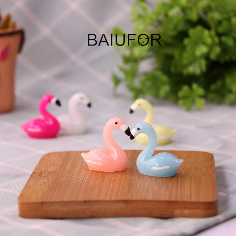 BAIUFOR миниатюрные милые карамельные цвета Лебедь фея сад животные DIY Террариум