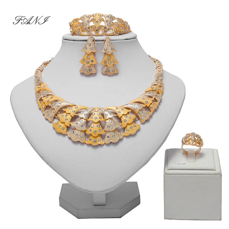 

Fani Dubai Gold Colorful Jewelry Set Brand Nigerian Wedding woman accessories jewelry set Wholesale statement Bridal jewelry set