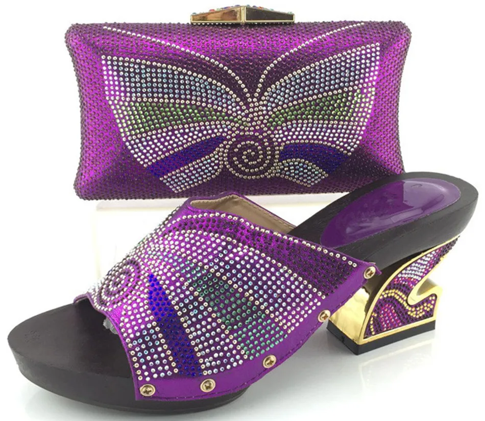 

2017 Latest Italian Shoe With Matching Bag Set For Party Fashion Stones African Wedding Shoe And Bag Set To Match ME3325