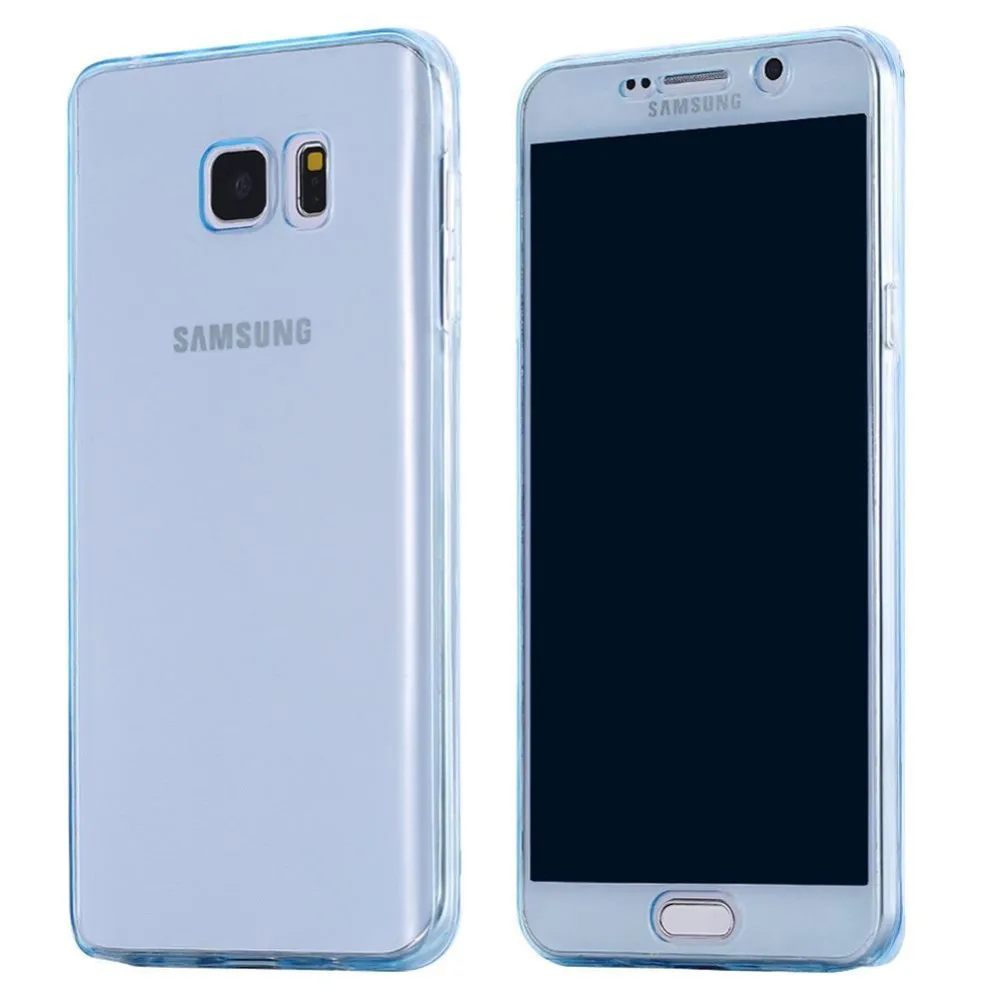 360 Полный корпус чехол для samsung Galaxy M10 M20 M30 A10 A30 A40 A50 A60 A70 A20E A40S A6 A7 A8 A9 мягкий прозрачный чехол для телефона из ТПУ с принтом чехлы - Цвет: Blue