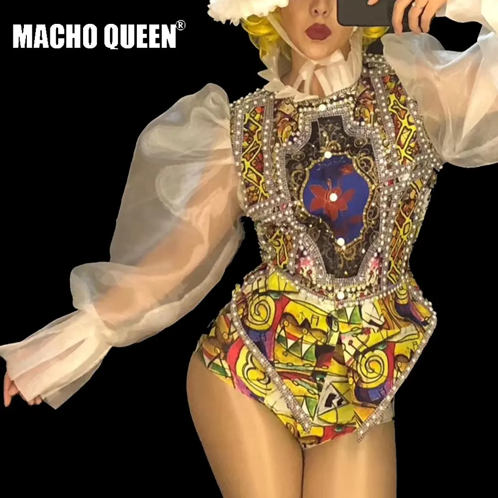 Костюм для выступления на сцене Drag Queen комплект из двух предметов с жемчужинами и