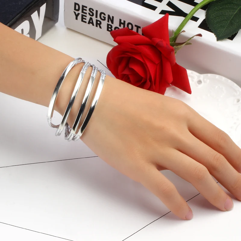 Многослойный кожаный браслет для женщин, Винтажный серебряный браслет для женщин, модный DIY браслет, массивное ювелирное изделие