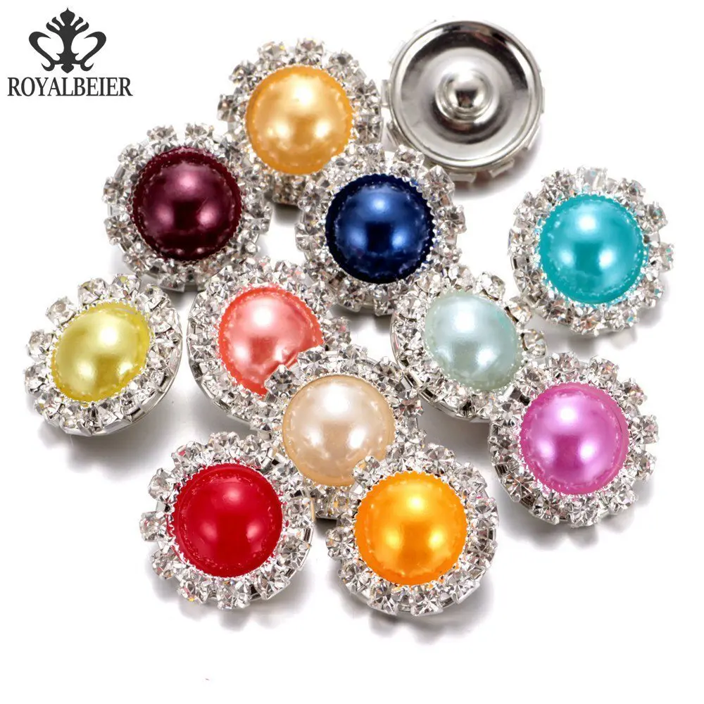 RoyalBeier Pearl Crystal 18mm Snap Buttons 12pcs/Lot Multicolor