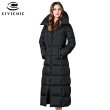 Civichic модные элегантные дамские утепленные Подпушка куртка женщина колено Теплая парка Повседневное Гага Подпушка пальто мягкая Тонкий Костюмы dc584