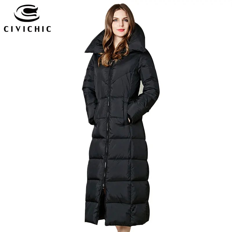 CIVICHIC Hot Fashion Lady Elegant Thicken Down Jacket Woman Knee Long Warm Parka Casual Eiderdown C