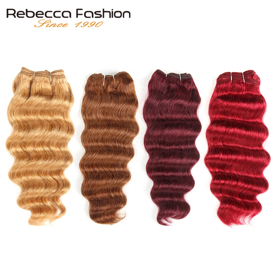 

Rebecca Natural Hi Deep Wave Human Hair 1 Bundle Deals Brazilian Narural Deep Wave Color Remy Hair #27 #30 #99J #Burgundy Red