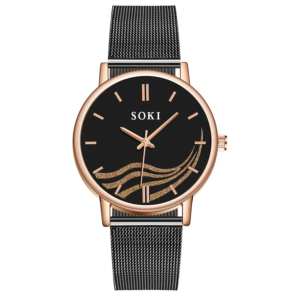

Wild Style Womens Watches Rose Gold Sliver Mesh Belt Ladies Watch Simple Dial Wristwatch Couple Clock Relogio Feminino Luxo *A