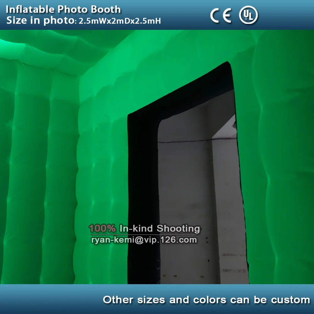Free shipping 2.5m LED lighting inflatable photo booth with window LED inflatable photo enclosure tent inflatable cube tent 4