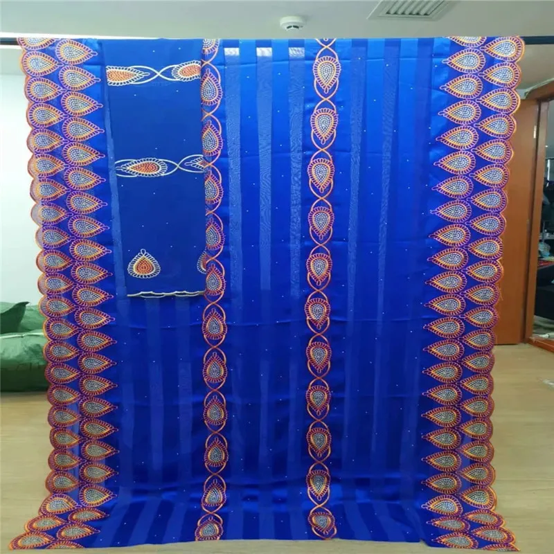 

Hot selling satin silk fabric 7 yards/lot colorfast Nigrian design African wax pattern satin silk fabric for clothing LU051326