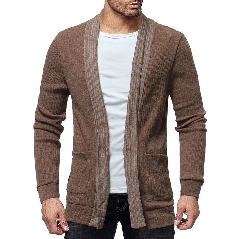 

Sweater Spring Men's Fashion Solid Color Halter Cardigan Men's Premium Casual Joker Sweater Men's Slim Long Sleeve Sweater