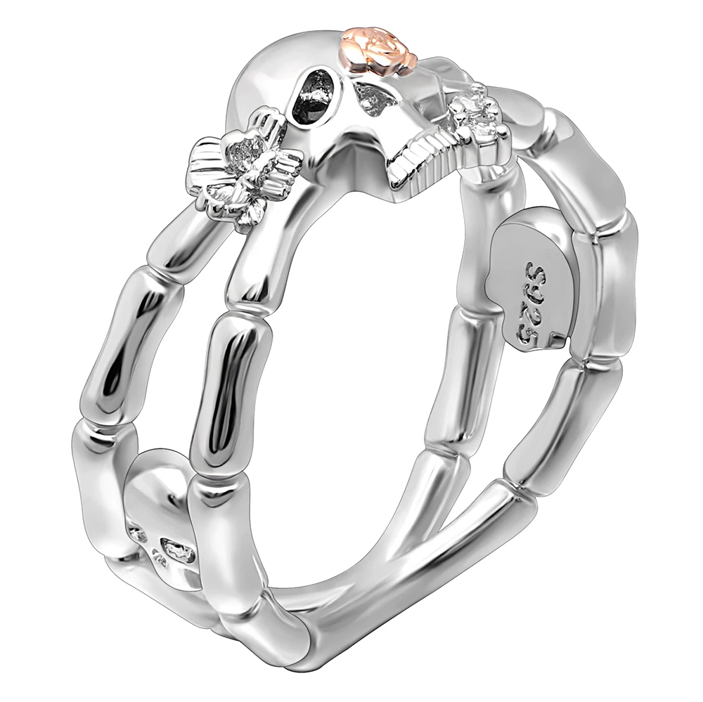 

Hainon New Skull Rings for Women Fashion Punk Black Gold Cross Jewelry Engagement Rose Flower Valentine's Day Gift