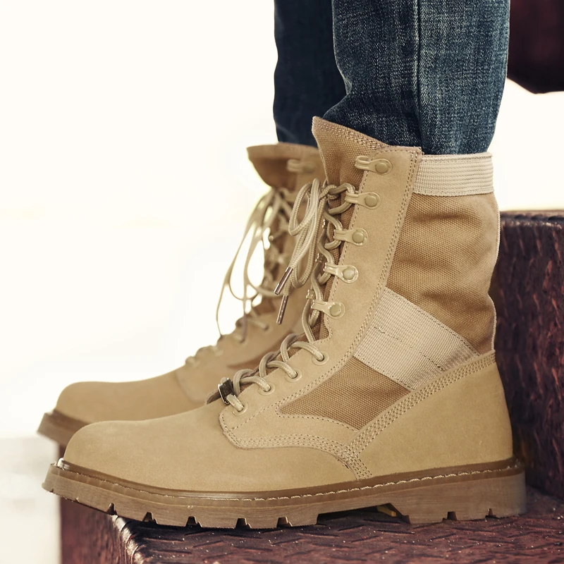 Online Mode herren stiefel military casual leder schuh herbst winter arbeit   sicherheit schuhe mann schwarz und braun armee cowboy stiefel für männer