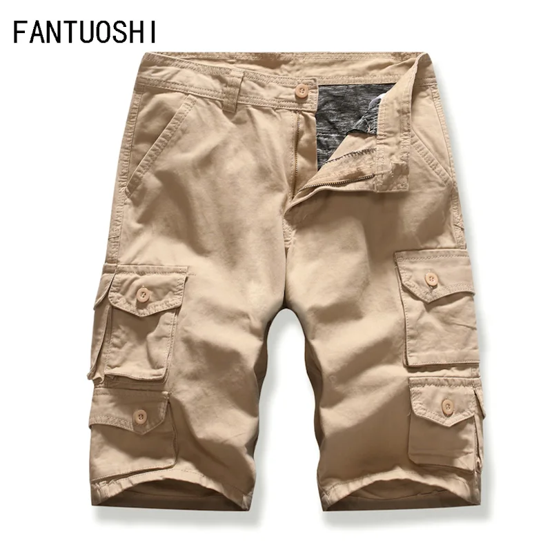 Новые повседневные летние шорты мужские одноцветные многокарманные тонкие шорты удобные дышащие застежка-молния Большие размеры 38