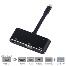 5 в 1 USB-адаптер C-HDMI 4K Тип-C-HDMI / VGA / Аудио / USB 3.0 порт + USB C-порт (PD) Конвертер