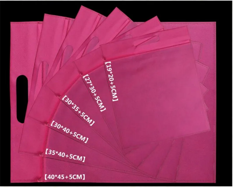 30 шт прозрачный/нетканый мешок полиэтиленовый пакет для хранения с ручкой одежда/носки/футболки упаковка мешок маленькие Ziplock Сумки - Цвет: rose red
