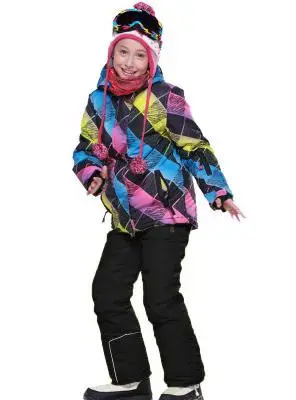 Новые детские зимние лыжные комплекты для сноуборда для девочек, куртка, комбинезон, штаны, размер 8, 10, 12-35, русская Одежда для девочек, спортивная одежда для активного отдыха - Цвет: Gold