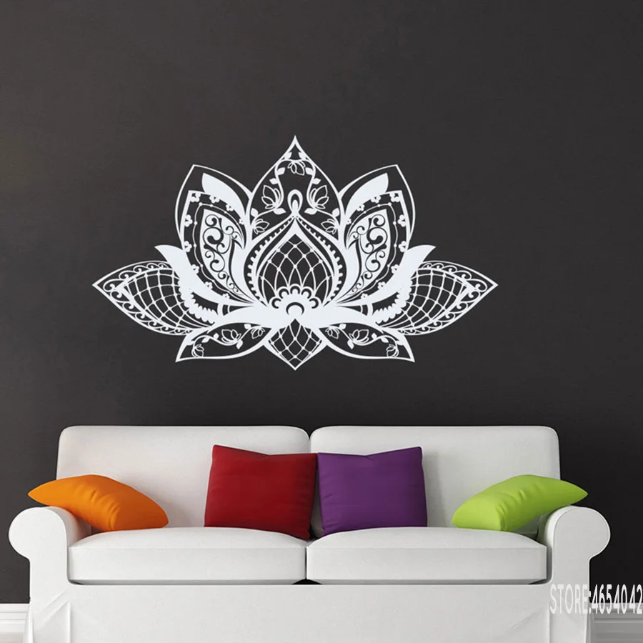 Lotous Mandala Wall Decals Flower Yoga Studio Sticker Home Decor Living Room Bedroom Mural Removable Bohemian C39 | Дом и сад