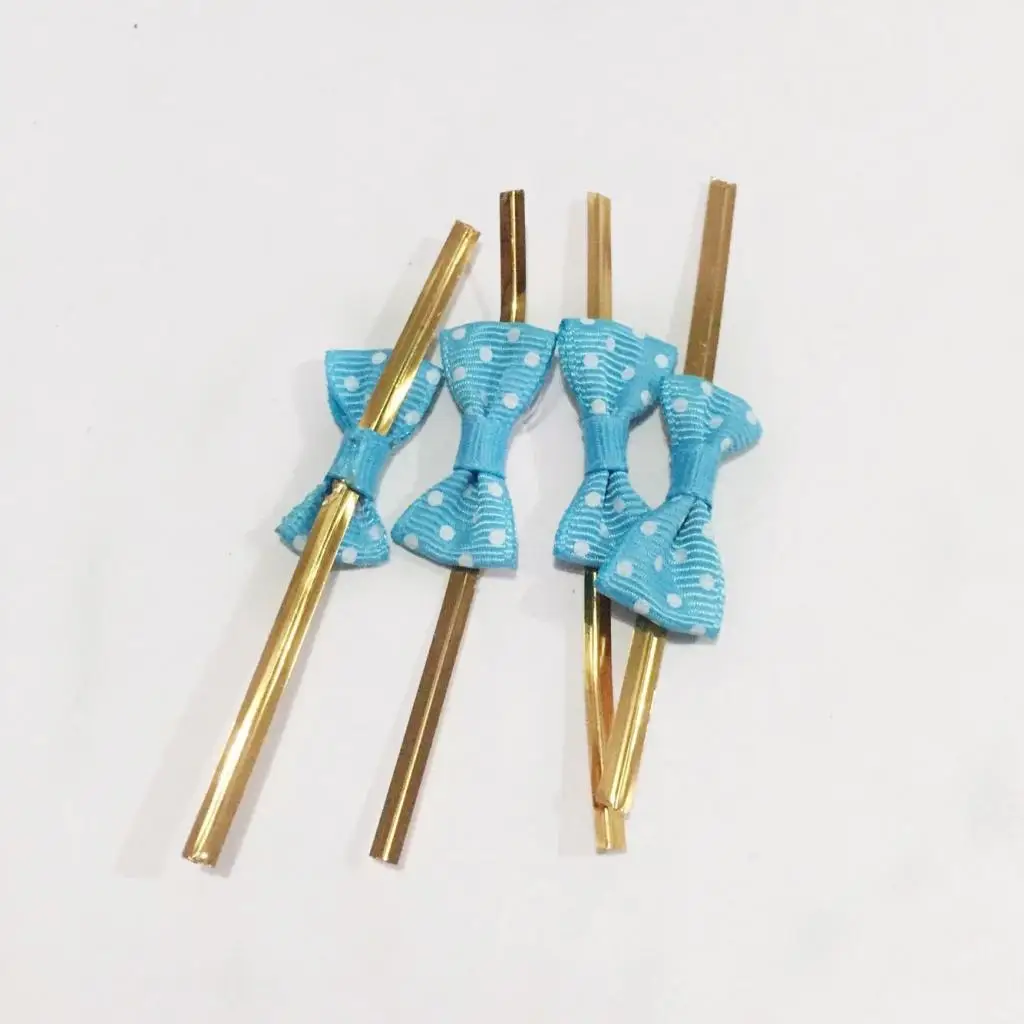 100pcs Cute Colored Bow Metallic Twist Tie For Bakery Candy Cello Bags Gifts DIY Card Making Art craft Projects Party Supplies