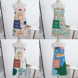 Corgi dog couple sleeveless American cloth home kitchen baking apron for cooking men's and women's bibs chef's smocks Corgi dog couple sleeveless American cloth home kitchen baking apron for cooking men's and women's bibs chef's smocks