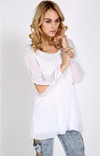 Holiday Sale Sexy New Casual Long Sleeve Hollow Out Blouse For Women Loose Chiffon Shirt Plus Size White #6