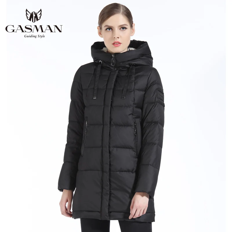 GASMAN 2018 New Fashion Winter Bio Down Jacket Womens Medium Length Overcoat Brand Warm Female Thick Parka White Coat Women