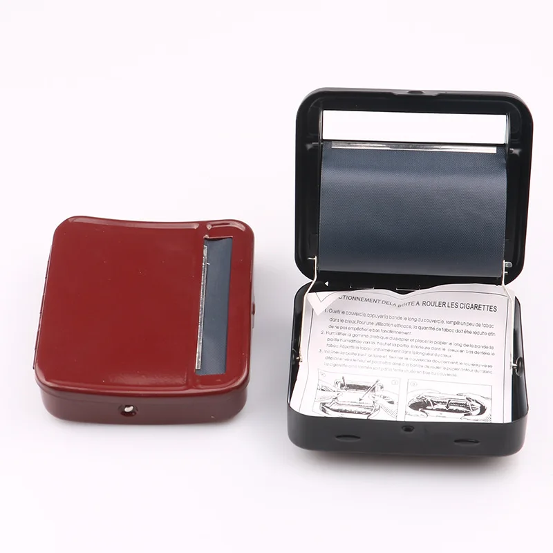 

Red And White Color Cigarette Accessories Metal Cigarette Rolling Machine Manual Tobacco Rolling Machine with Cigarette box