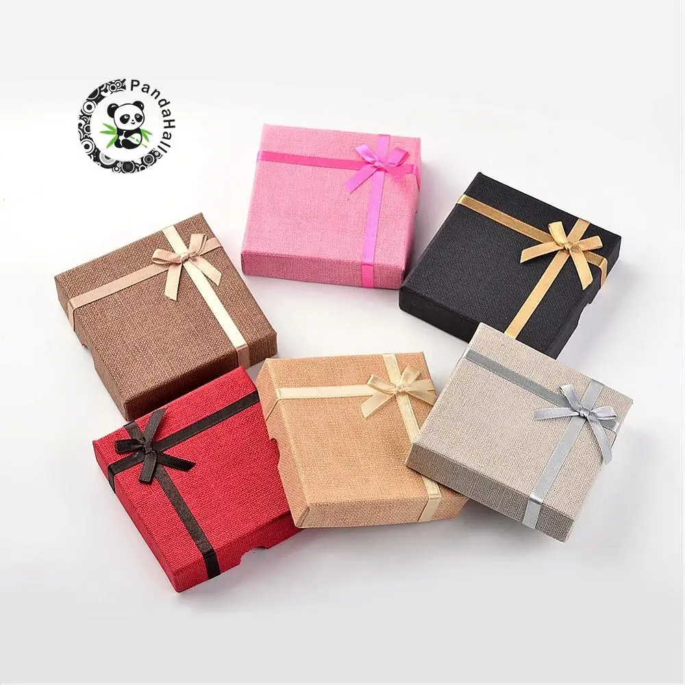 24pcs 9.1x9.2x2.2cm Square Cardboard Displays Packaging Jewelry