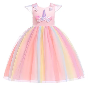 

Girls Princess Tulle Dress for Baby Girl Unicorn Costume Pageant Flower Princess Wedding Party Dress with Headband