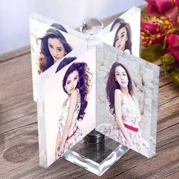 

Rotated Windmill Crystal Photo Frame Glass Album for Pictures Frame Friends Unusual Personalized Gift Hold 4 Pic Custom Made