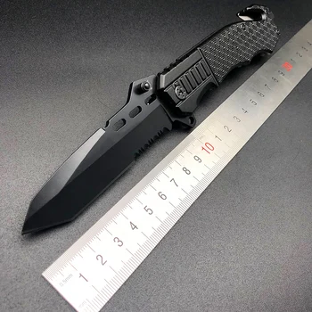 

ZZSQ 229 Black Folding Knife 7CR17Mov Half Serrated Blade Tactical Camping Survival Combat Pocket Knives EDC Hunting Multi Tools