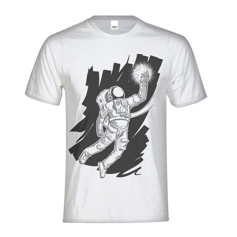 Space Astronaut Print Sport Shirt Men Running Tshirts Mens