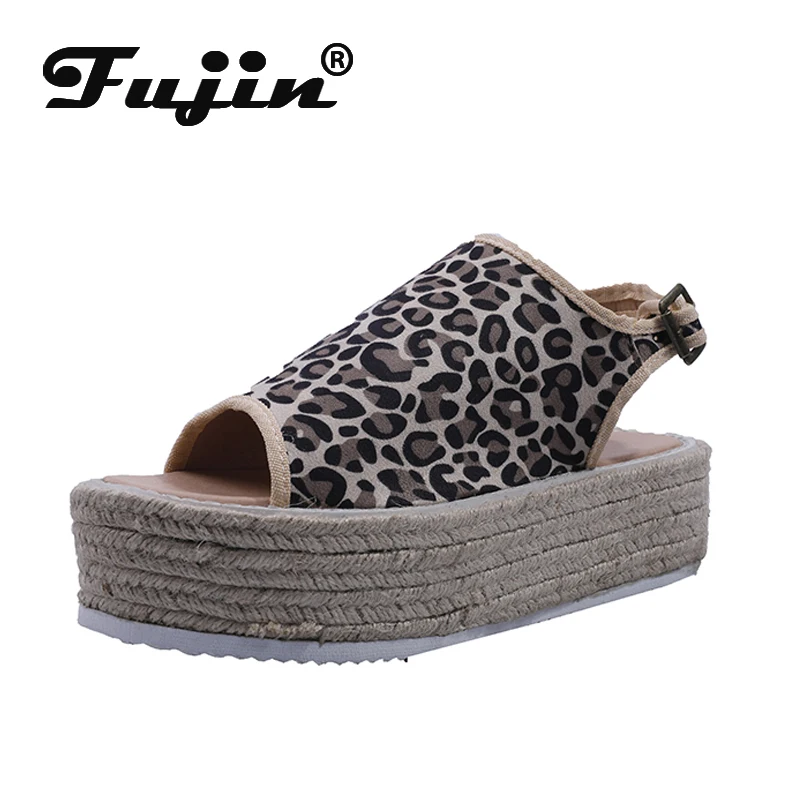 

Fujin Summer New Thick Bottomed Muffin Fish Mouth Roman Shoes Dropshipping Female Middle with Buckle Casual Sandals Large Size