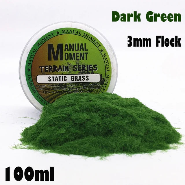 Miniature Scene Model Materia Dark Green Turf Flock Lawn Nylon Grass Powder STATIC GRASS 3MM Modeling Hobby Craft Accessory 3mm Flock Static Grass Fiber HOBBY ACCESORIES Type: Model