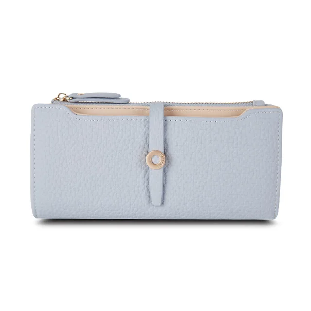 light blue Высокое качество последние прекрасные кожаные длинные женские бумажник мода девушки изменить застежка кошелек деньги монета держателей карт кошельки Carteras - Цвет: light blue