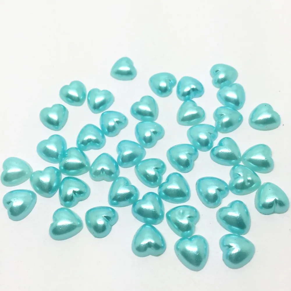 

100pcs 8mm Pink/Blue Mini Heart Pearls Flatbacks Cabochons Embellishments DIY Phone Nail Decorations Scrapbook Crafts Cardmaking