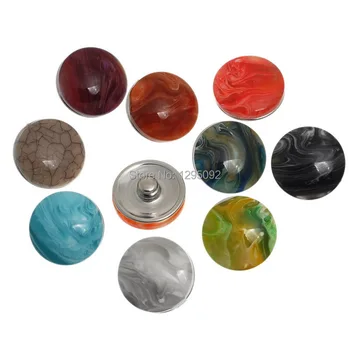 

50Pcs Wholesale Mixed Marble Imitate Pattern Resin Cabochon 5.5mm Snap Buttons Fit Bracelets Jewelry Making Charms 18mm