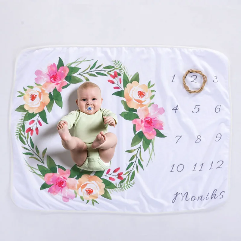 Детское одеяло печатных флис детское Milestone Одеяло Подставки для фотографий микро-флис для новорожденных фотографии Одеяло