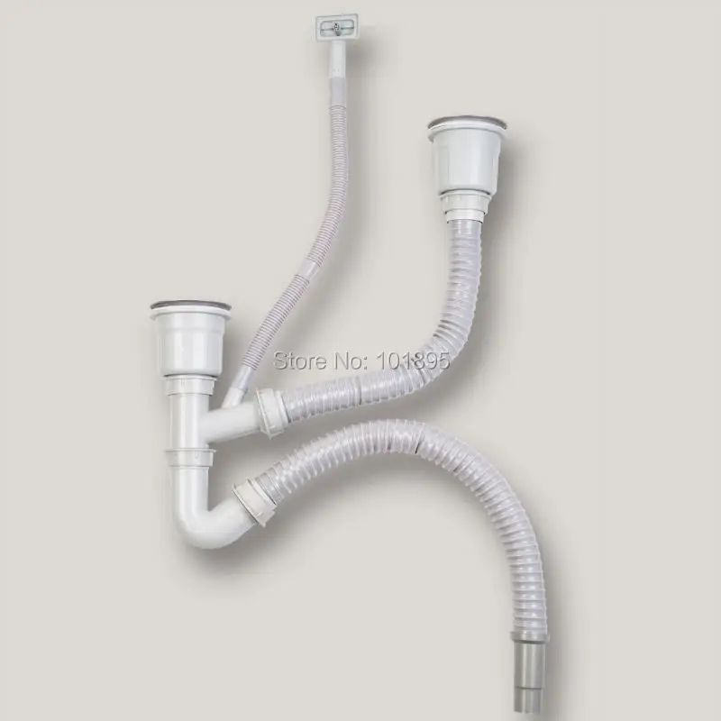 

X19028 Stainless Steel Material Double Kitchen Sink Strainer with Flexible Hose