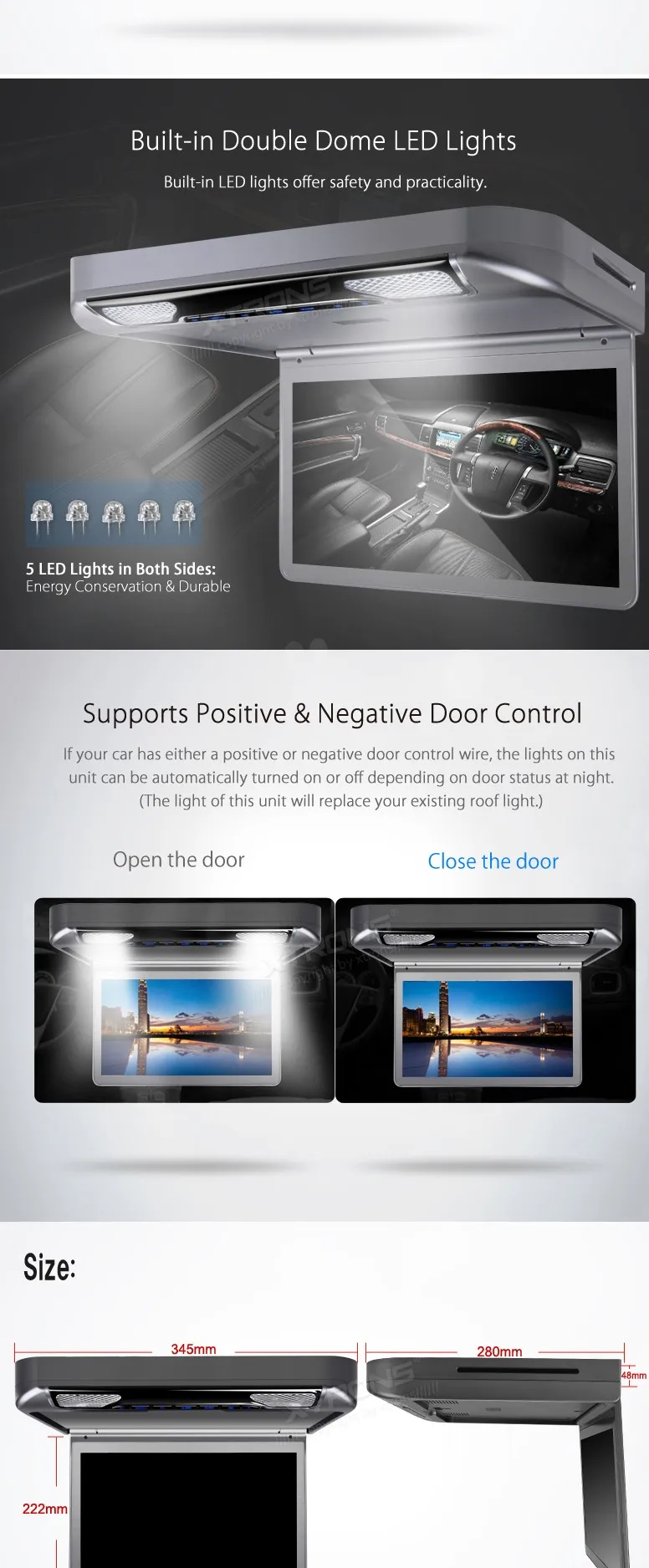 Best New 13.3" Gray Color Flip Down Car DVD Car Roof DVD Roof Mount Car DVD with 1920*1080 HD Resolution & 2 IR/FM Headphones 6 Best New 13.3" Gray Color Flip Down Car DVD Car Roof DVD Roof Mount Car DVD with 1920*1080 HD Resolution & 2 IR/FM Headphones 6