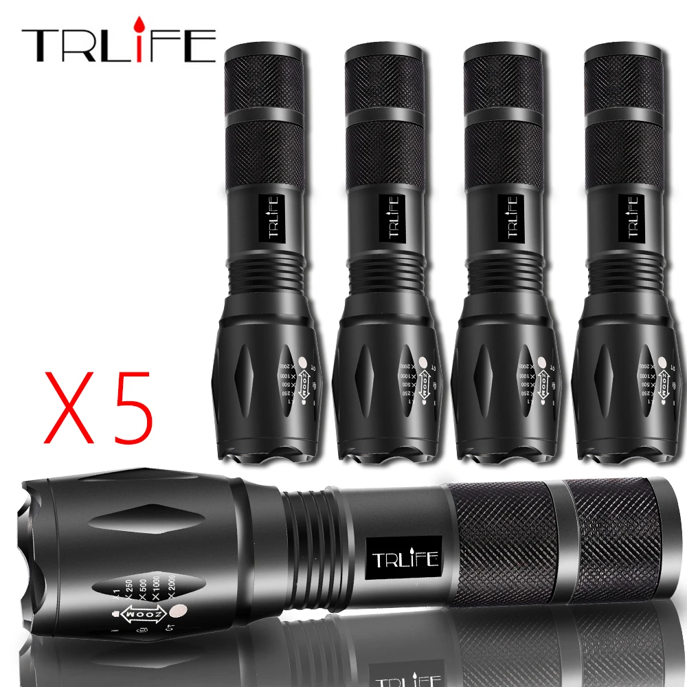 

1/3/5PPCS Most Powerful V6 LED Tactical Flashlight 10000Lumens LED Torch 5modes Zoomable Flash Light Aluminum Waterproof Lamp