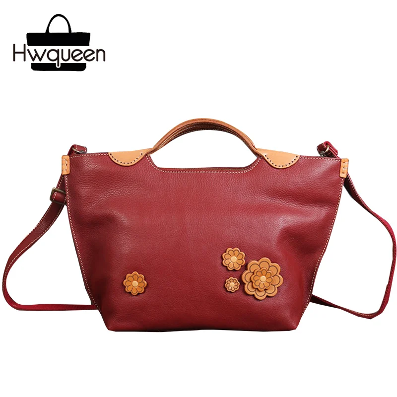 Vintage Japanese Designer Genuine Leather Ladies Flower Purse Burgundy